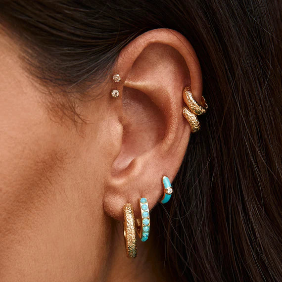 Fairley Blue Opal Crystal Midi Hoop Earrings for Women - Elegant Bohemian Dangle Earrings for Party, Wedding & Everyday Wear