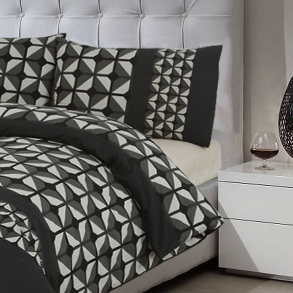 Hadlow Charcoal Quilt Cover Set by Apartmento - King Size Bedding with Premium Cotton - Modern Luxury Bedroom Decor for Home & Hotel Use