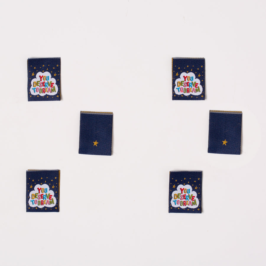 Little Rosy Cheeks Pack of 6 Sewing Labels - Deserve to Dream - Perfect for DIY Clothing, Handmade Gifts & Fabric Crafts