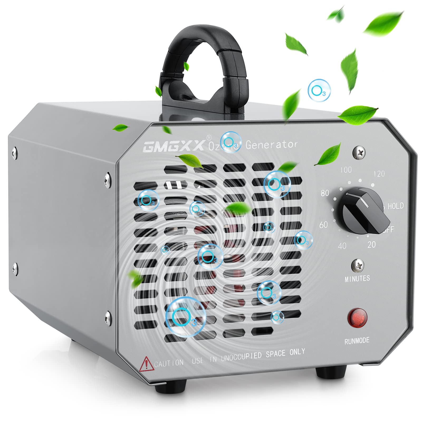 Professional 10000mg/H Ozone Generator Air Purifier for Home & Car - 0-300㎡ Coverage, 120 Min Timer, Grey | Eliminate Odors, Mold & Bacteria in Living Spaces, Vehicles & Offices