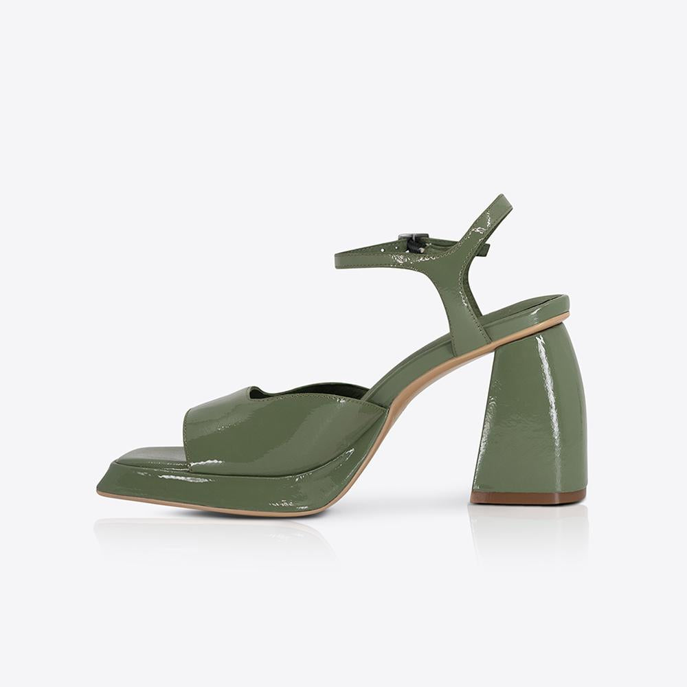 Eva Heel Patent Olive Green Women's Shoes - Comfortable & Stylish for Work, Parties & Special Occasions