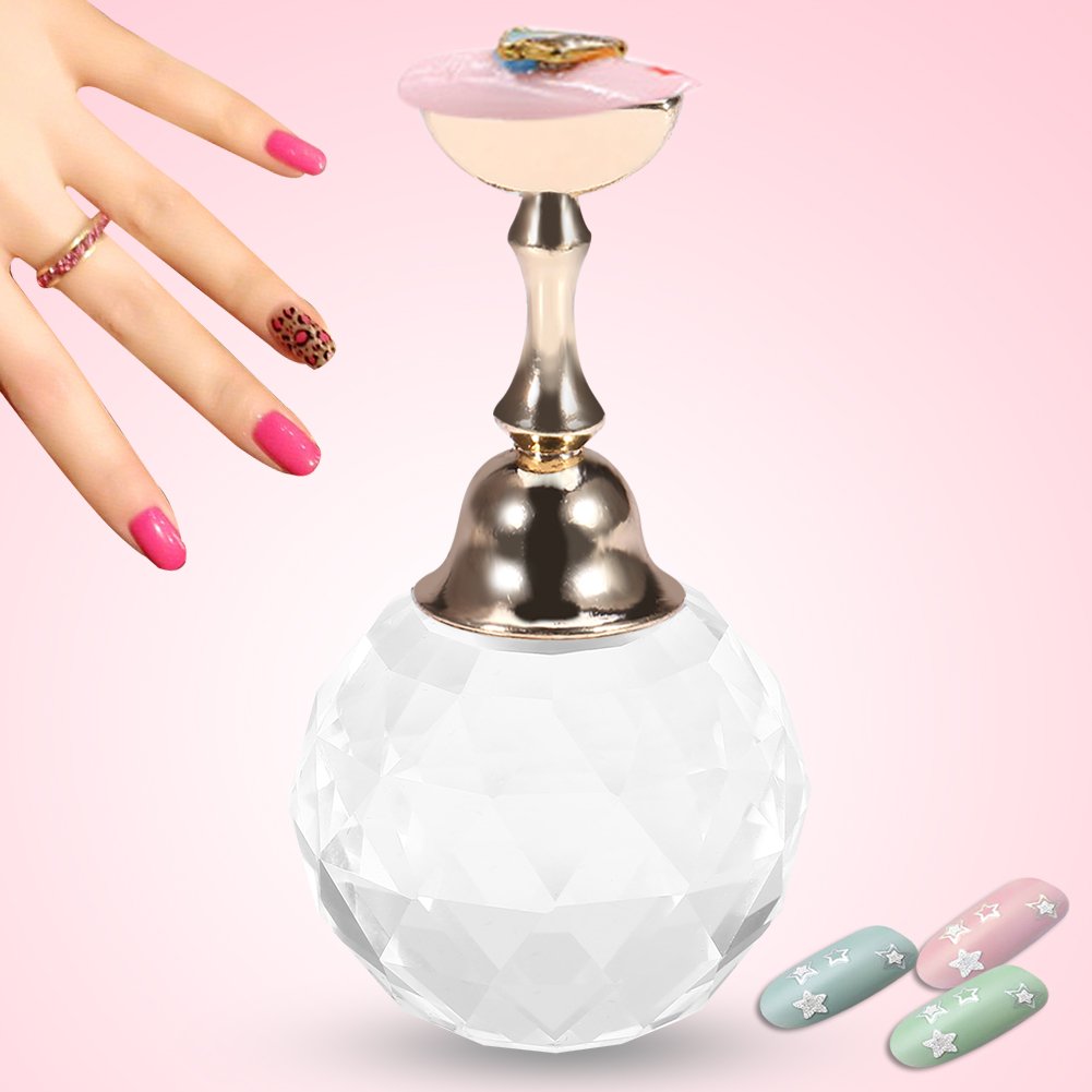 Premium Magnetic Nail Art Display Stand - Alloy Nail Tips Holder with White Spherical Crystal for Salon & DIY Manicure | Perfect for Nail Technicians, Home Use & Professional Nail Art Equipment Organization
