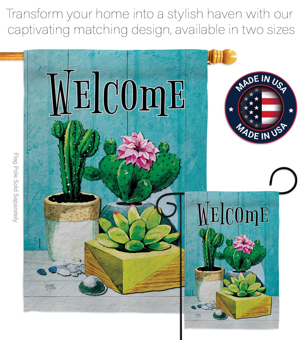 Southwest Cactus Welcome Flag - Double-Sided Desert Decor for Garden & Yard