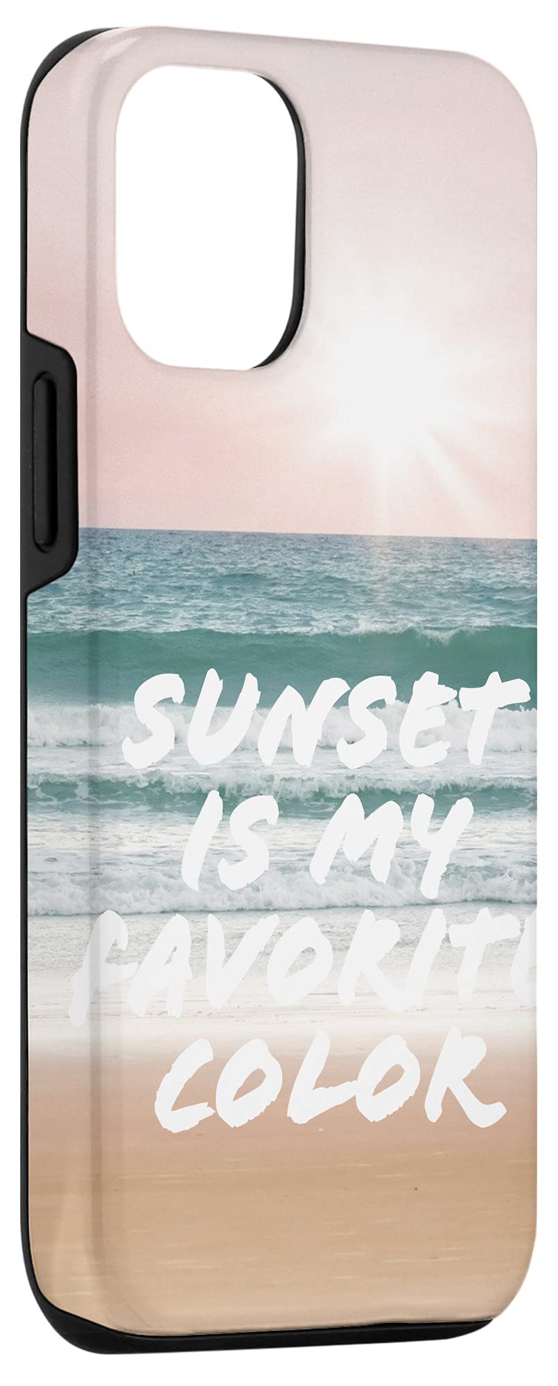 iPhone 12/12 Pro Case - Sunset Beach Waves Design with Pink Sky Dusk Pattern | Slim Protective Cover for Daily Use, Travel & Outdoor Activities