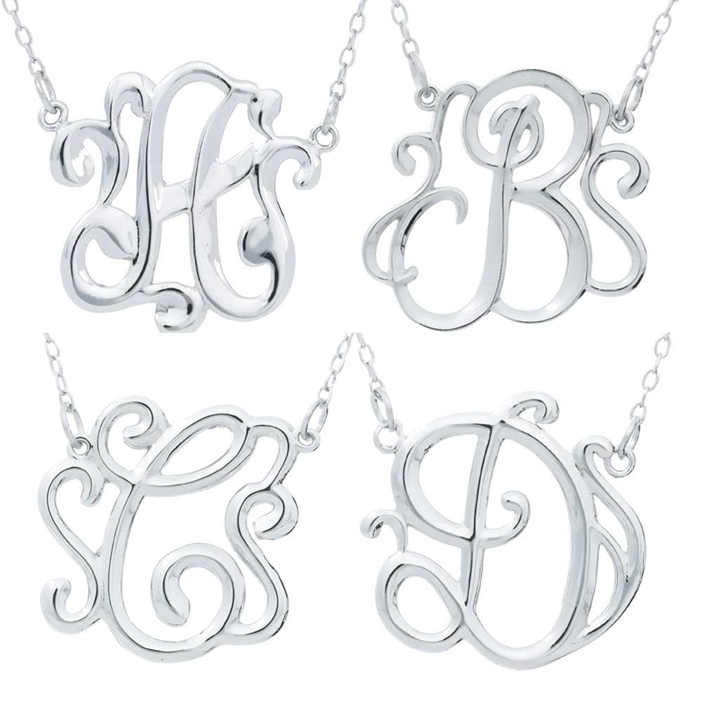 Personalized Sterling Silver Monogram Initial Pendant Necklace - Dainty Petite Jewelry for Women - Perfect for Gifts, Everyday Wear & Special Occasions