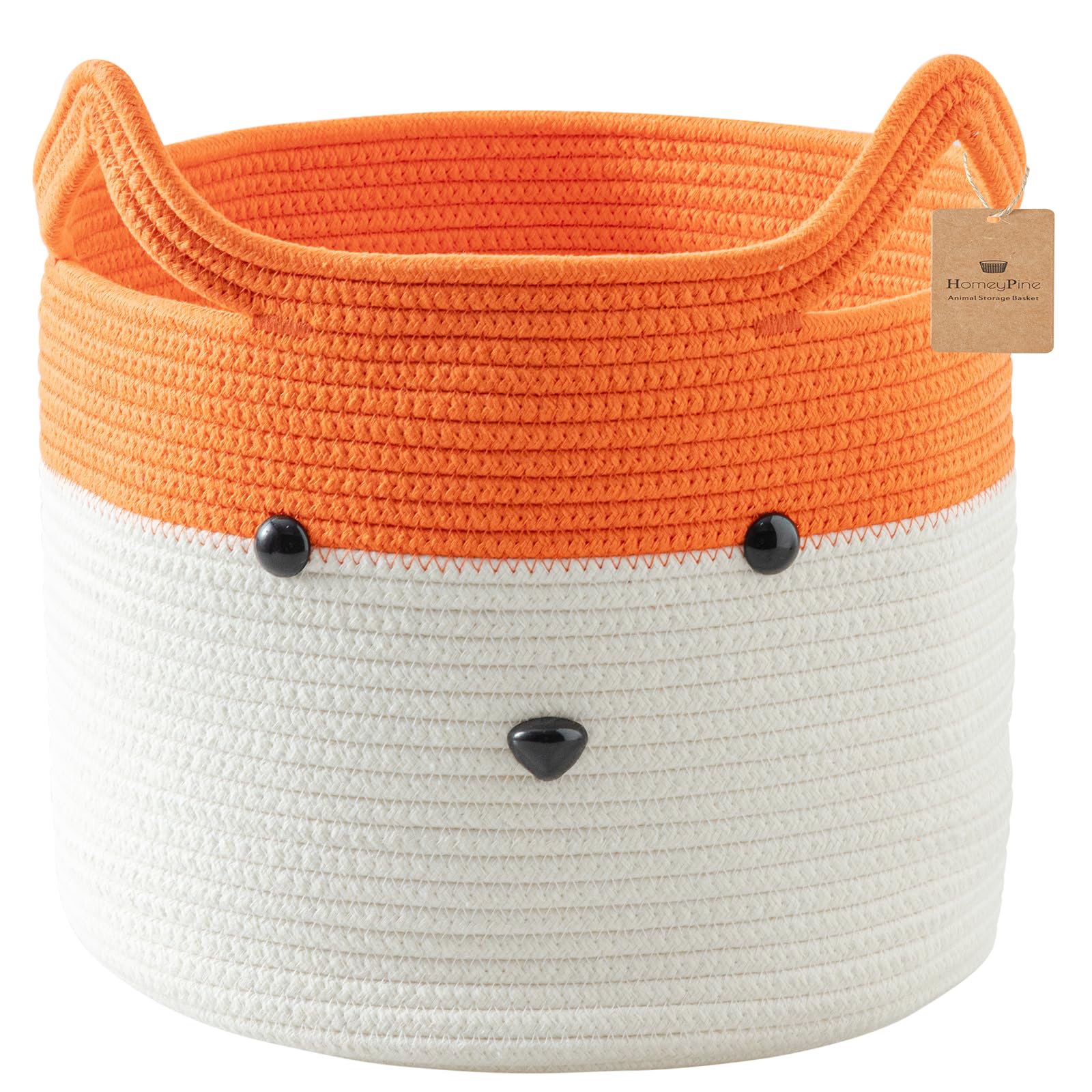 CozyFox Woven Cotton Rope Storage Basket with Handle - Baby Organizer, Laundry Hamper & Gift Basket for Blankets, Toys, Clothes | Perfect for Nursery, Pet Room or Home Decor Storage Solution