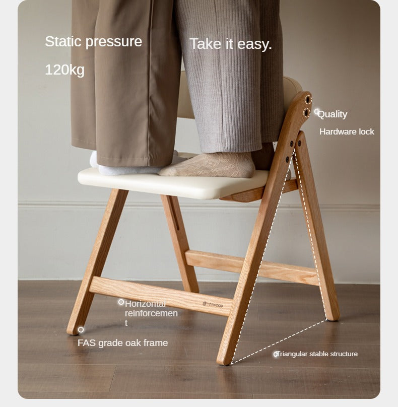 Premium Oak Solid Wood Folding Chair - Organic, Durable & Portable - Perfect for Camping, Picnics, Beach, Patio & Indoor Use