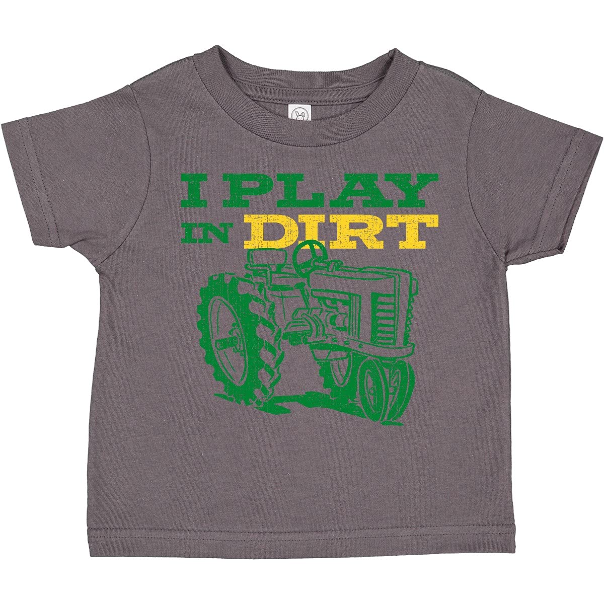 Inktastic Play in Dirt Tractor Graphic Toddler T-Shirt - Cute Farm Theme Cotton Tee for Boys & Girls - Perfect for Outdoor Play, Farm Visits & Playdates
