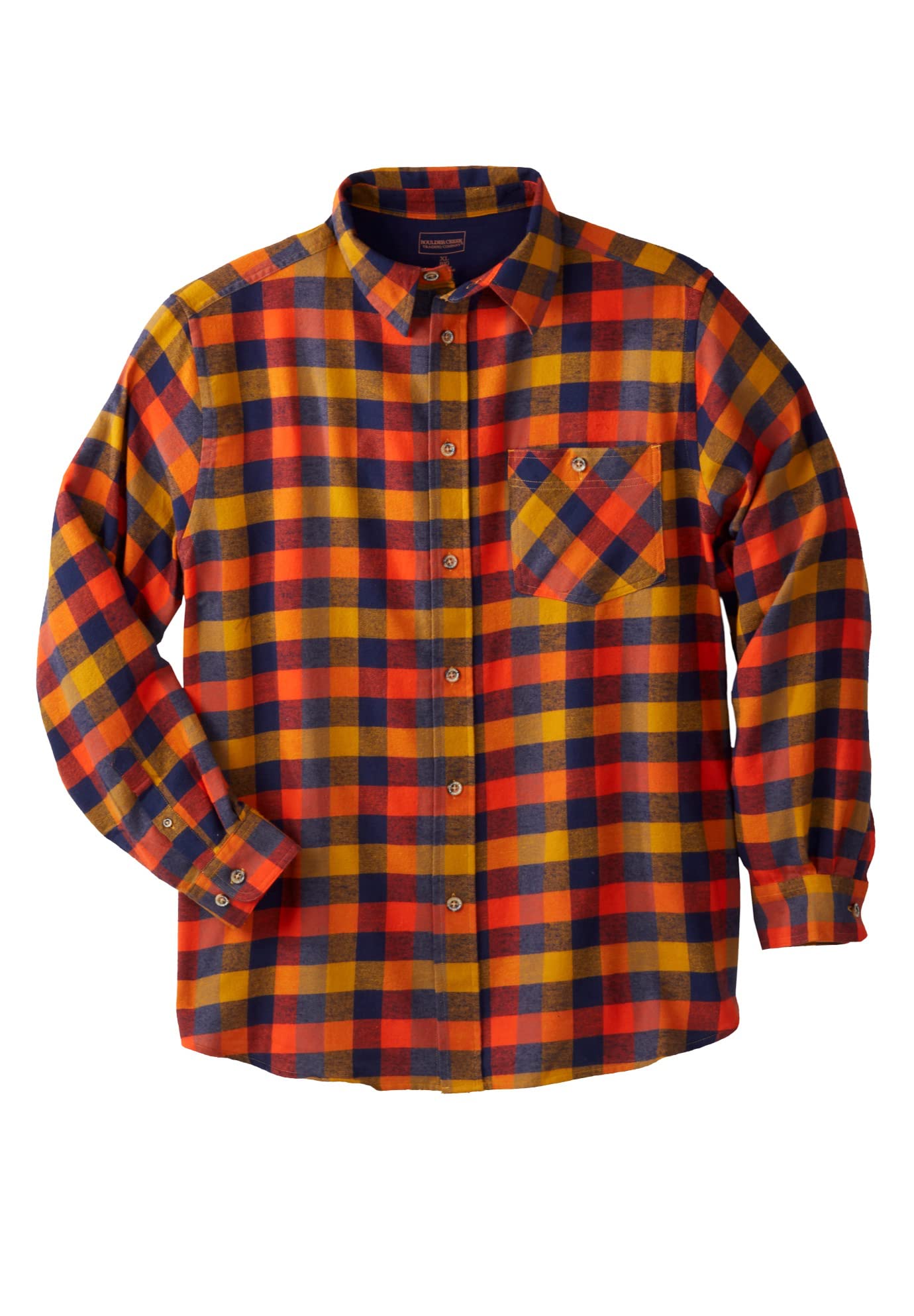 Boulder Creek by Kingsize Men's Big & Tall Flannel Shirt | Comfortable Plaid Button-Up for Casual Wear & Outdoor Activities
