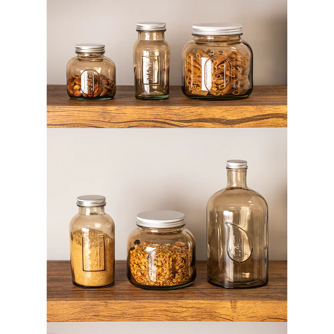 Eco-Friendly Recycled Rustico Glass Food Storage Containers - Sustainable Kitchen Organization for Meal Prep, Leftovers & Pantry Storage