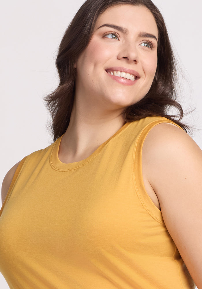 Bella Women's Tunic Top - Flowy Casual Blouse in Marigold Yellow | Perfect for Work, Weekend & Summer Outfits
