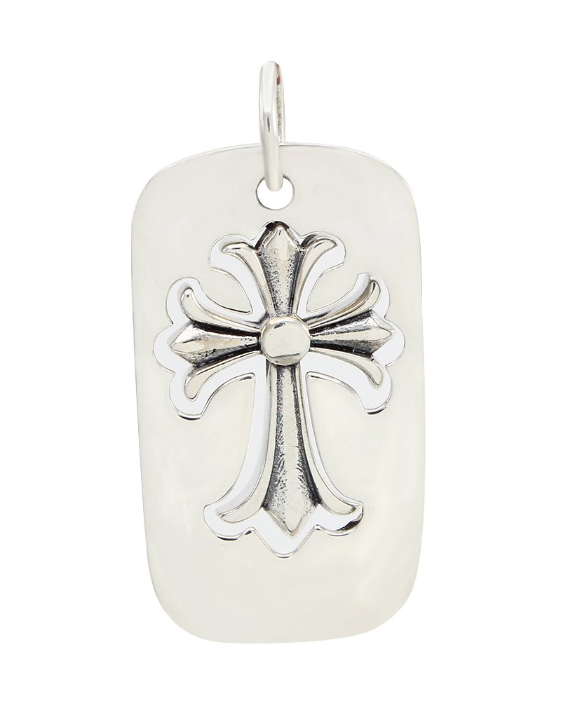 Affy Dog Tag Cut Out Cross Biker Rock Punk Charm Pendant Necklace - Unisex Sterling Silver Jewelry for Men & Women - Perfect for Father's Day Gifts, Biker Events & Punk Rock Fashion