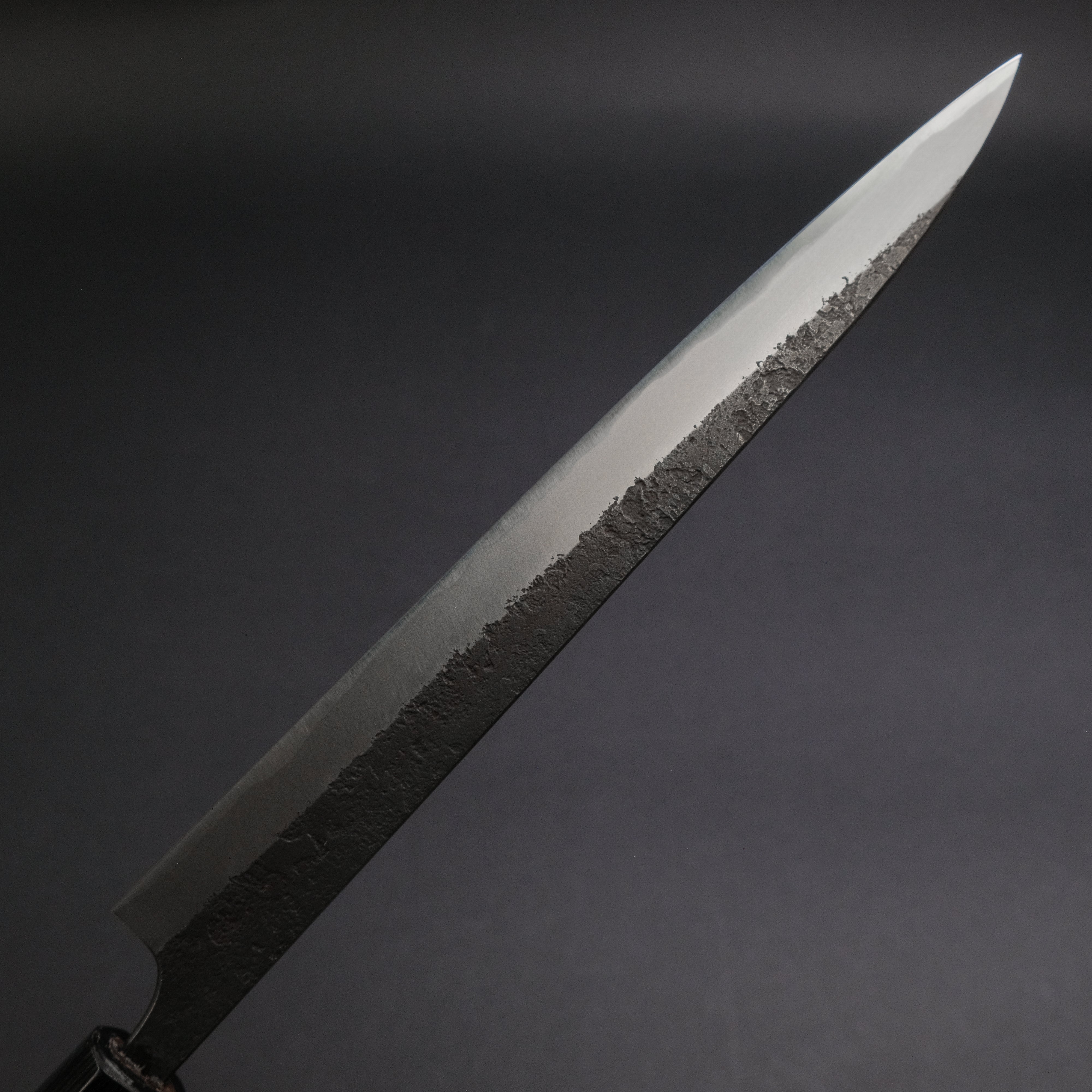 Akifusa Wakui Kurouchi Nashiji Blue #2 Sujihiki 210mm Japanese Chef Knife with Ebony Handle - Premium Slicing Knife for Sushi, Meat & Fish - Professional Kitchen & Home Cooking Essential (Discounted)