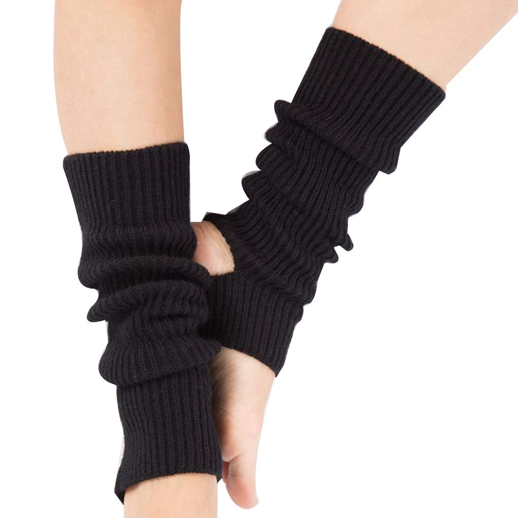 Breathable Non-Slip Yoga Socks for Women - Toeless Workout Socks & Dance Leg Warmers - Anti-Slip Grip for Pilates, Barre & Home Fitness (Black)