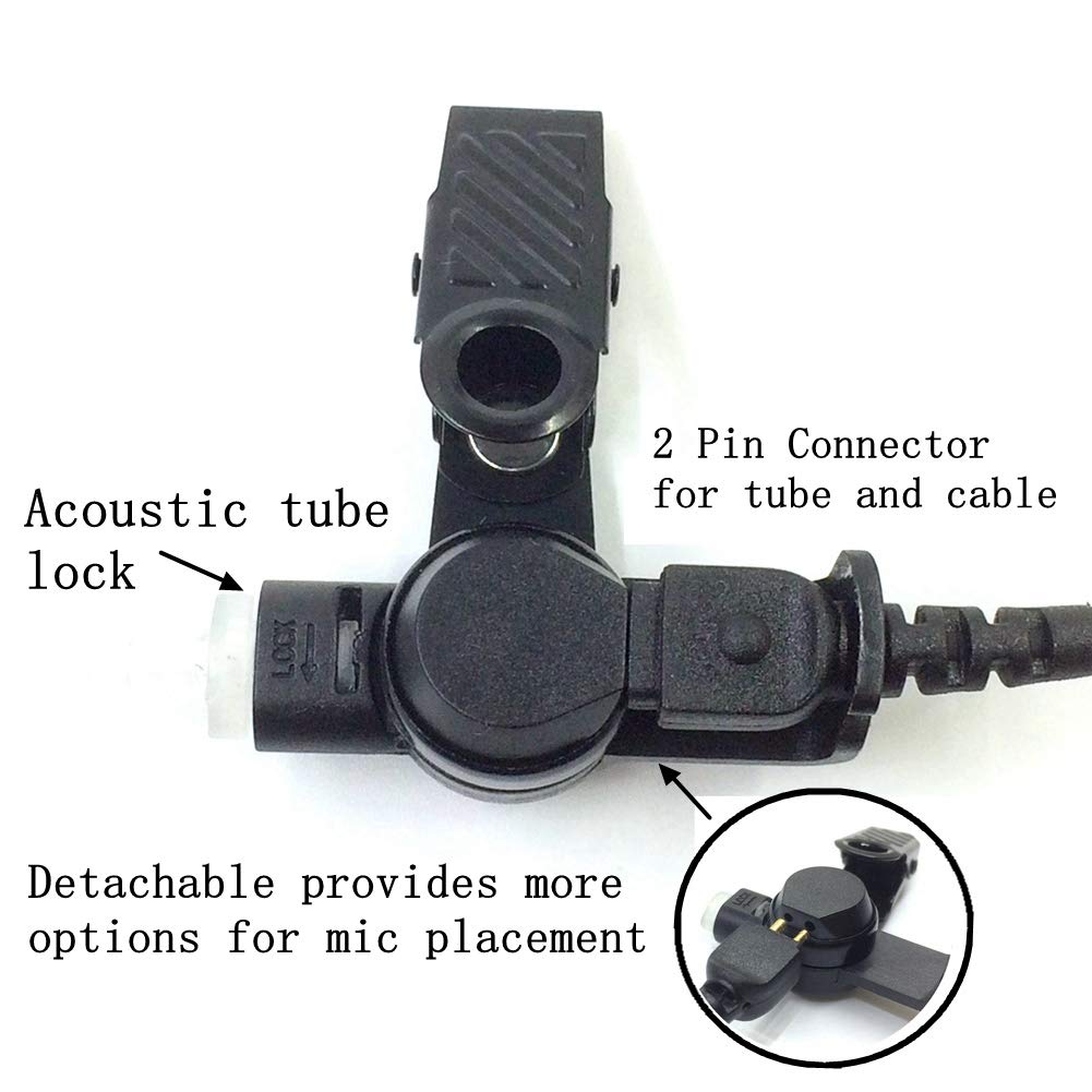 Motorola Walkie Talkie Earpiece with Mic - 2 Pin Acoustic Tube Headset for CP200 GP2000 XU1100 PRO1150 MU12 - 2 Pack - Ideal for Security, Construction & Event Staff Communication