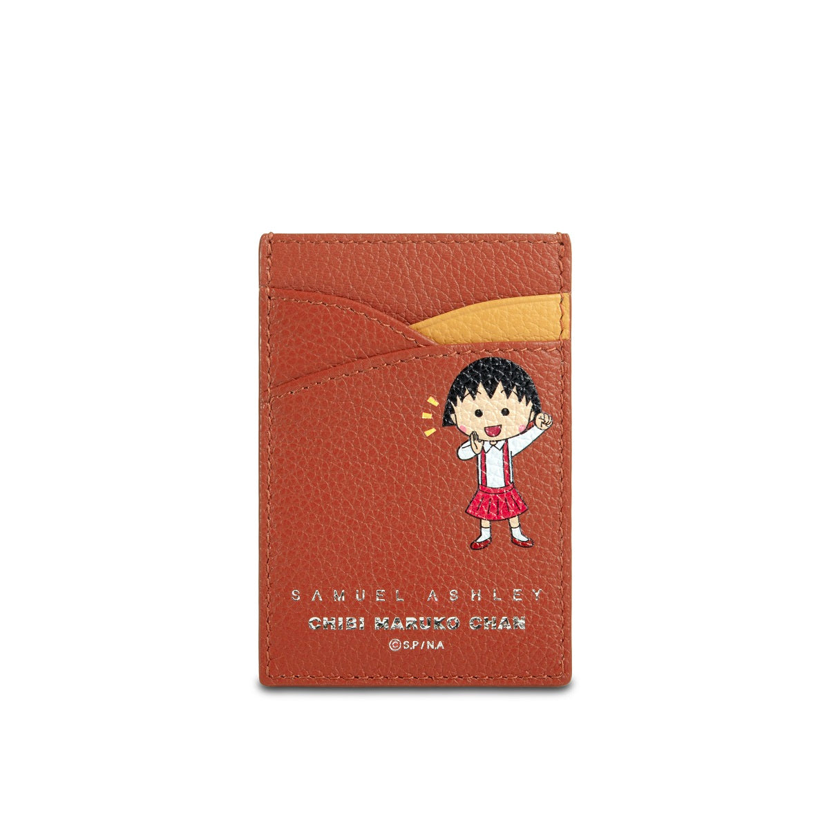 Samuel Ashley x Chibi Maruko Chan Genuine Leather Wallet Card Holder - Slim RFID Blocking Minimalist Design for Everyday Carry, Travel & Gift Giving