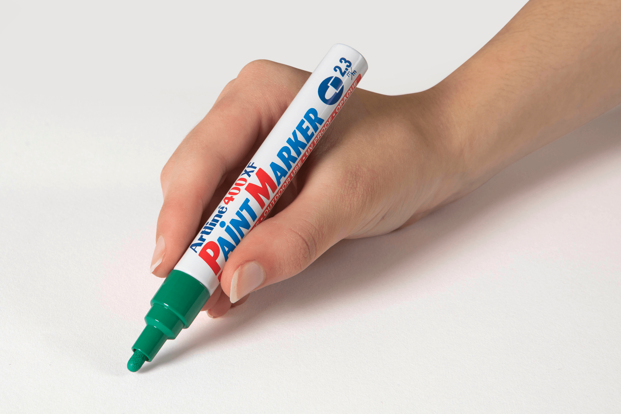 Artline 400 Green Paint Marker - 2.3mm Bullet Tip - Pack of 12 - Perfect for DIY Crafts, Sign Making & Industrial Labeling