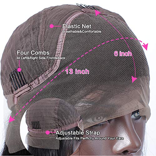 13x6 HD Lace Front Wigs Human Hair 28 Inch Straight Glueless Wig 200% Density Pre-Plucked Black Straight Human Hair Lace Wig for Women - Perfect for Daily Wear, Cosplay & Special Occasions