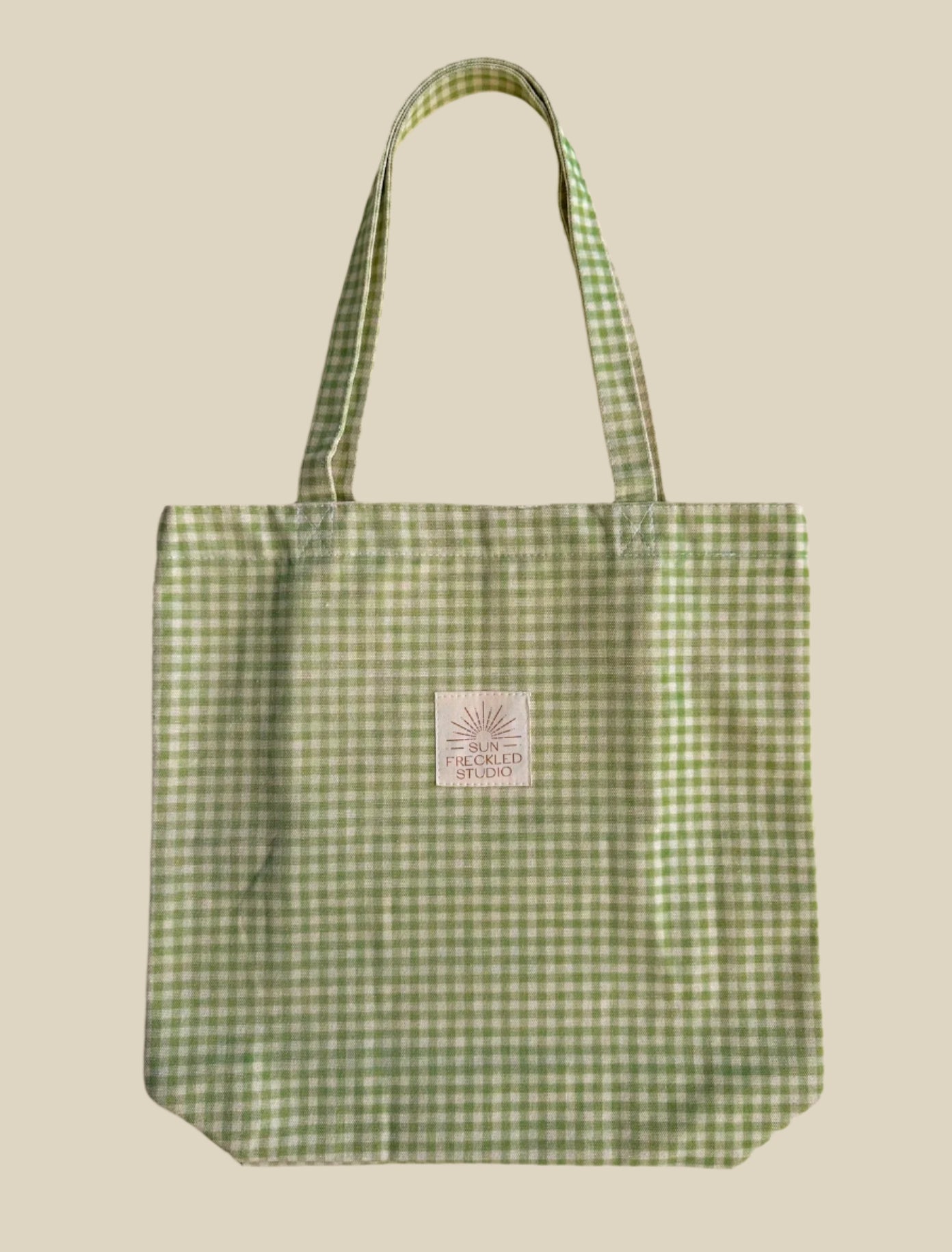 Sage Gingham Tote Bag for Women - Lightweight Canvas Shoulder Bag with Interior Pockets & Magnetic Snap Closure - Perfect for Work, Beach, Shopping & Travel