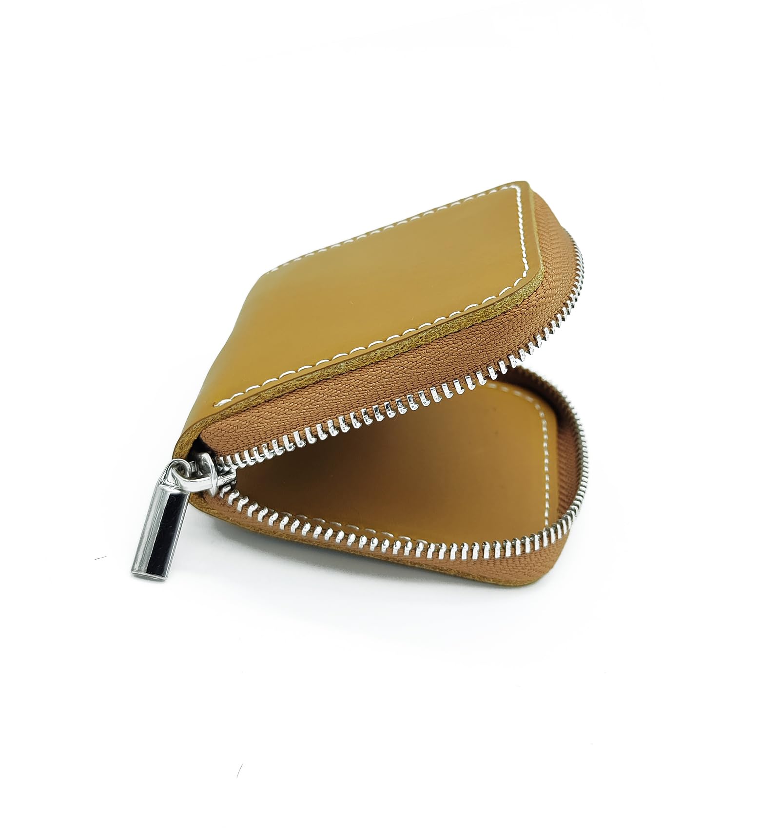Vegan Leather Coin Purse with Zipper - Small Wallet for Men & Women - Beaded Change Pouch for Cash, Coins & Cards - Perfect for Travel, Shopping & Everyday Use (Yellow)