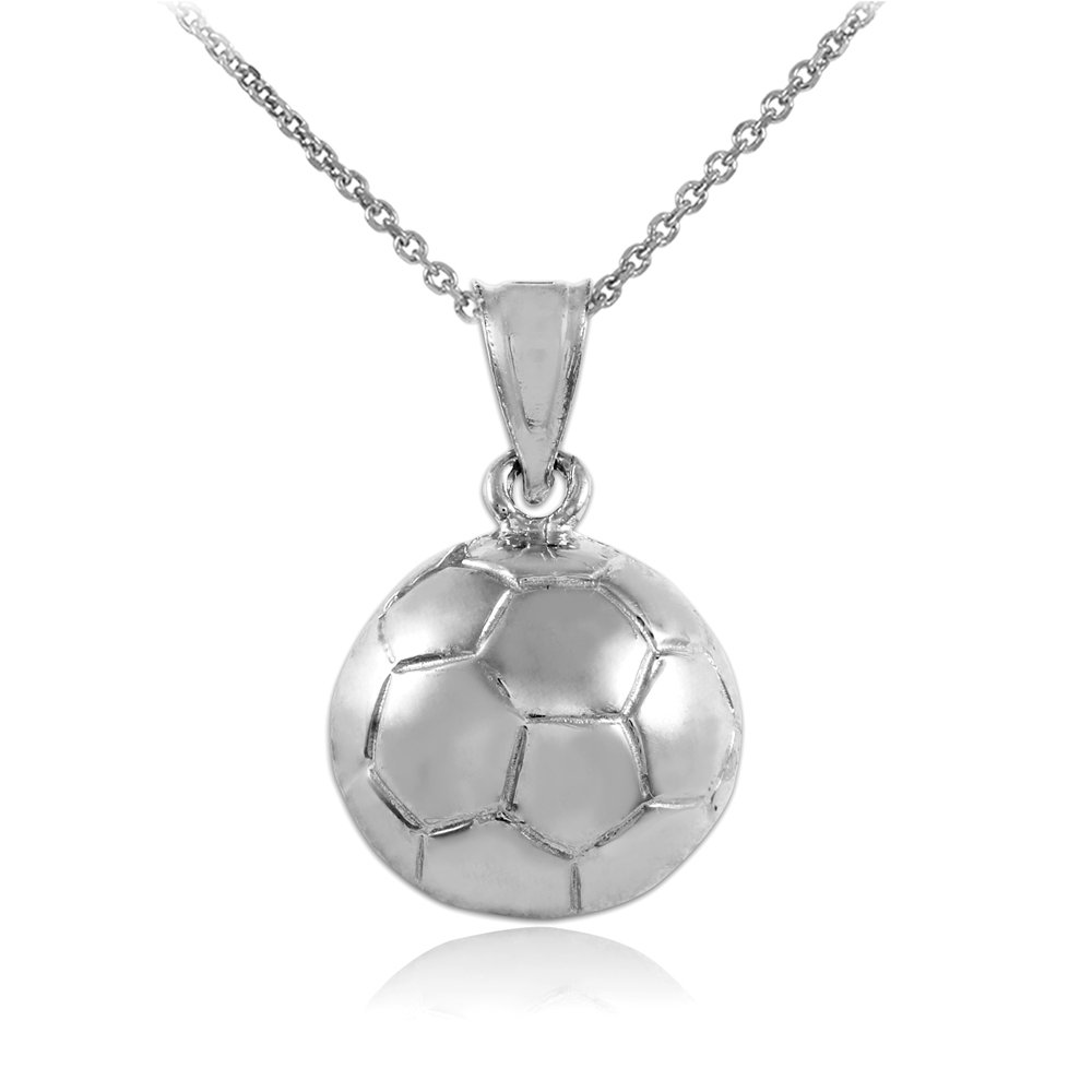 14K White Gold Soccer Ball Pendant Necklace - Elegant Sports Jewelry Gift for Women & Girls - Perfect for Games, Birthdays & Team Spirit