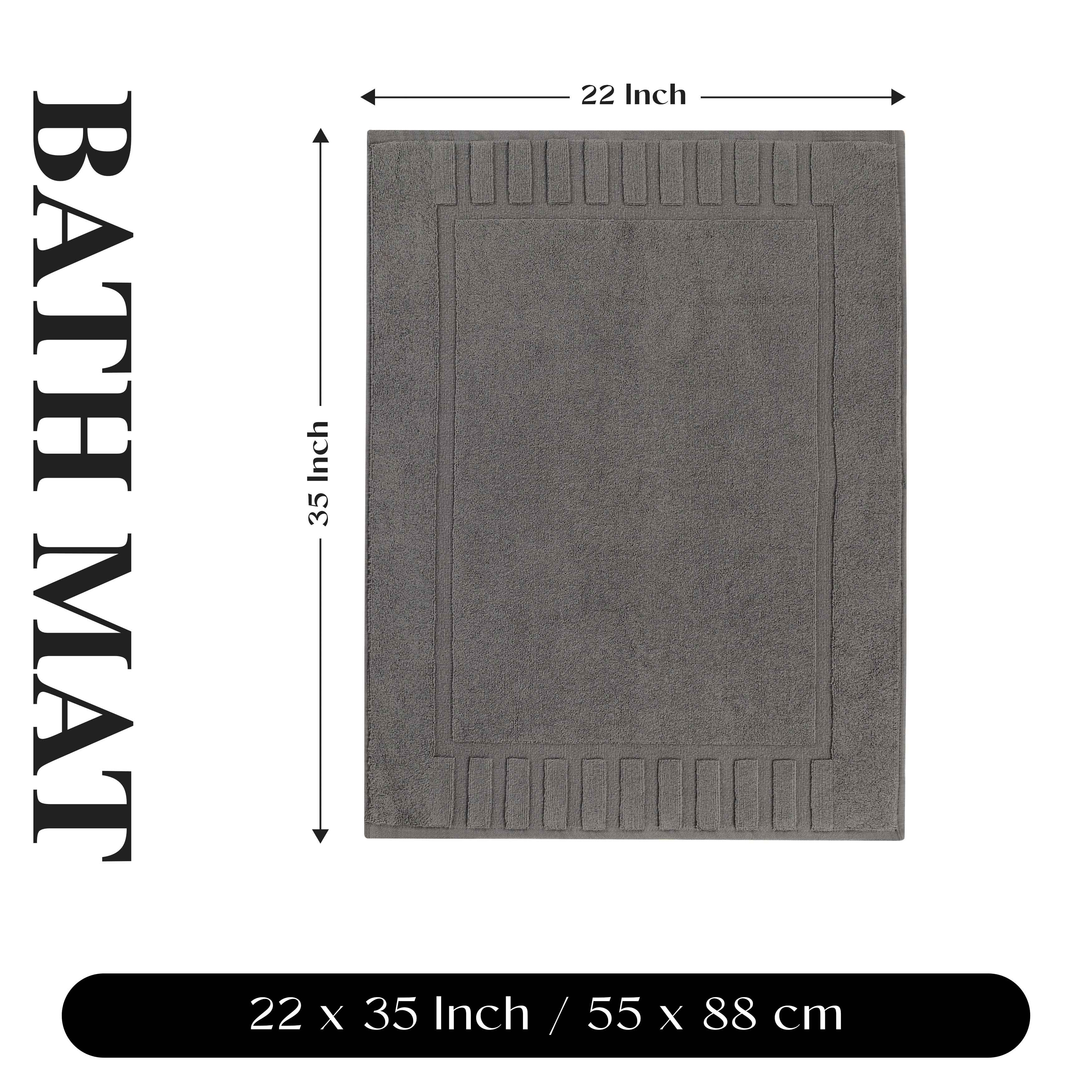 Premium Cotton Modern Geometric Border Bath Mat Set of 2 - Ultra Absorbent, Non-Slip, Quick Dry Bathroom Rug for Bath, Shower & Vanity Area
