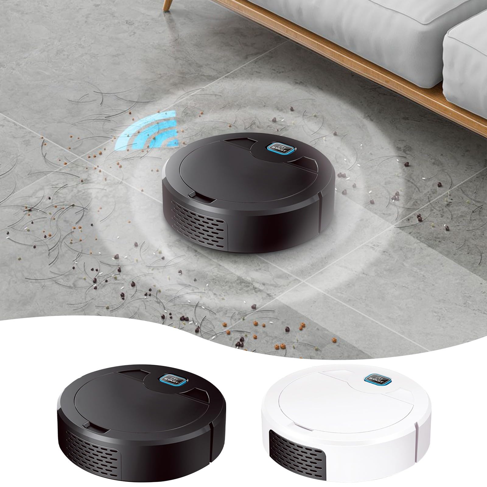 3-in-1 Robot Vacuum Cleaner with Water Tank, Dustbin & Brush - Smart Automatic Sweeper for Hard Floors, Thin Carpets & Pet Hair - Perfect for Home Cleaning, Office Spaces & Pet Owners (Black)
