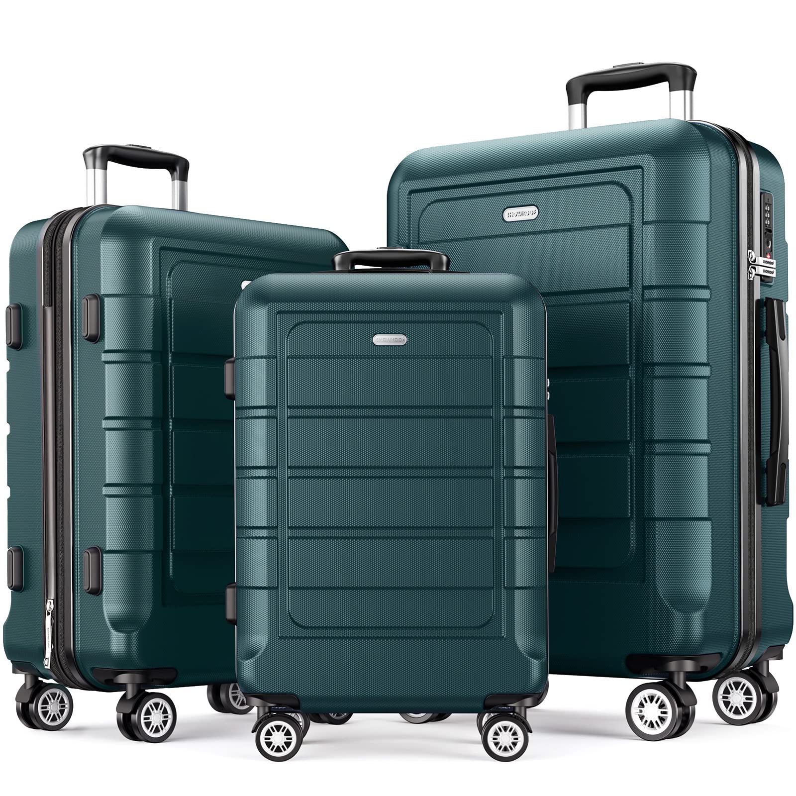 SHOWKOO Expandable Luggage Set with TSA Lock & Double Wheels - Durable Army Green Suitcase for Travel, Business Trips & Vacations