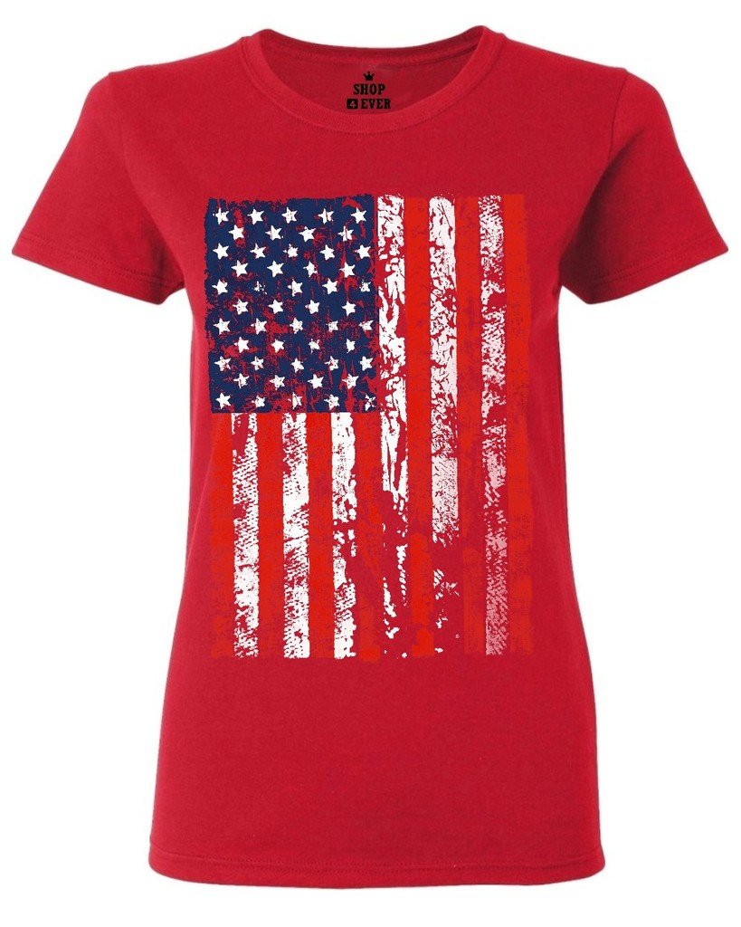 Vintage Distressed American Flag Women's T-Shirt | USA Patriotic Graphic Tee for Casual Wear, 4th of July & Independence Day Outfits