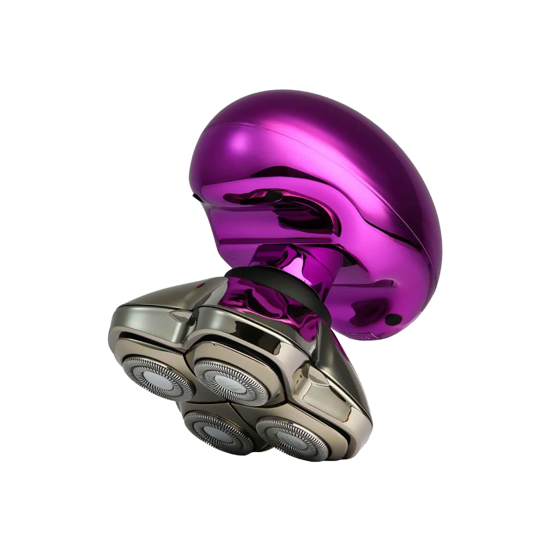 Skull Shaver Butterfly Kiss Pro & Butterfly Platinum Rinse Stand - Purple Electric Razor for Men | Perfect Gift for Dad, Husband, Boyfriend | Home & Travel Shaving Kit