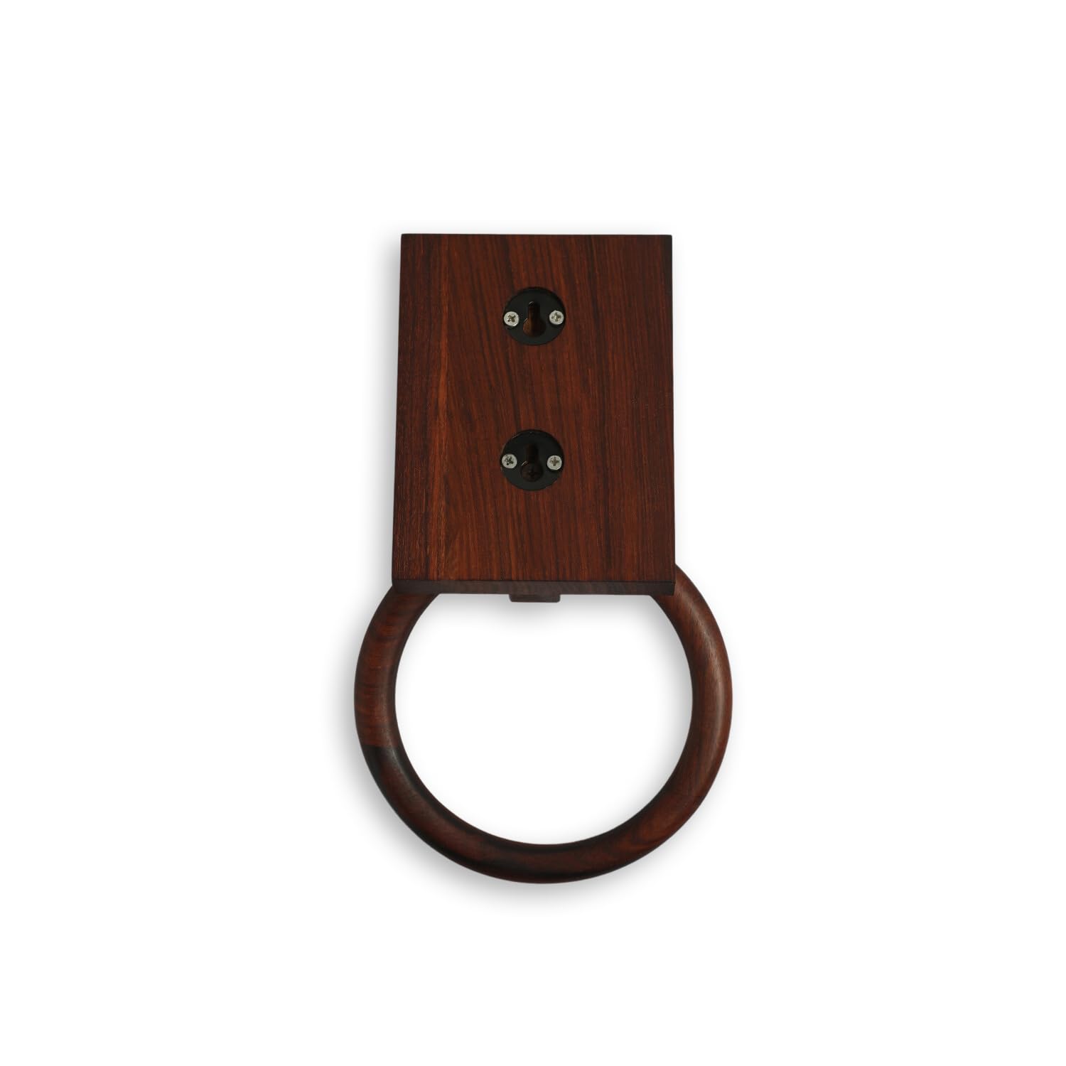 Handcrafted Sheesham Wood Checkered Frame Towel Ring Holder - Bathroom & Kitchen Towel Hanger for Wash Basin - Natural Brown Wooden Towel Organizer for Spa, Guest Bath & Farmhouse Decor