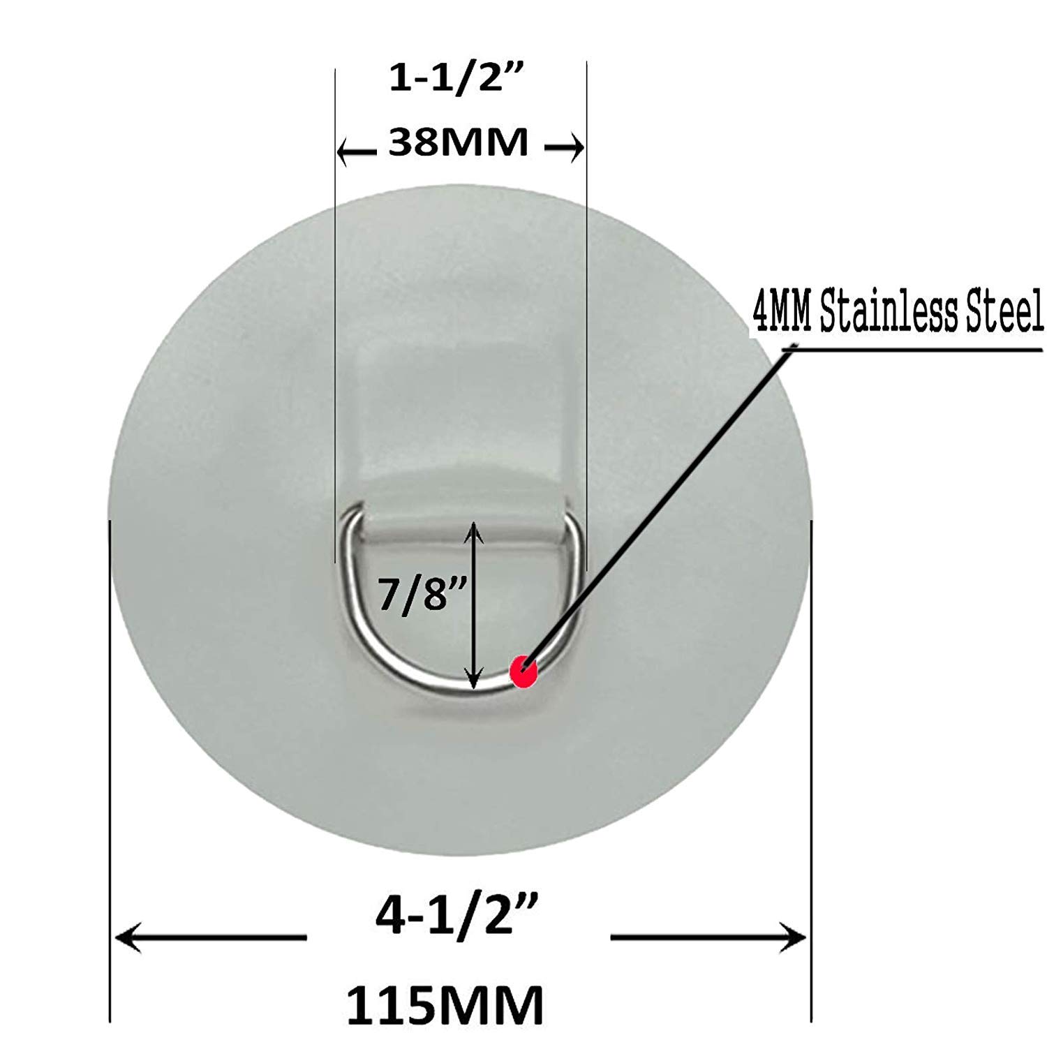 4-Pack Stainless Steel D-Ring Patches for PVC Inflatable Boats, Rafts, Kayaks & Dinghies - Heavy Duty Repair Patch Kit for Raft, Canoe, Rubber Boat Accessories (No Glue Needed) - Perfect for Emergency Repairs, Outdoor Adventures & Water Sports