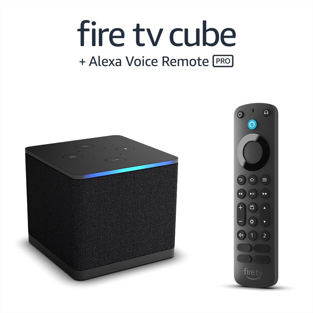 Fire TV Cube with Alexa Voice Remote Pro | 4K Ultra HD Streaming Device, Hands-Free Alexa Control | Perfect for Home Entertainment & Smart TV Setup