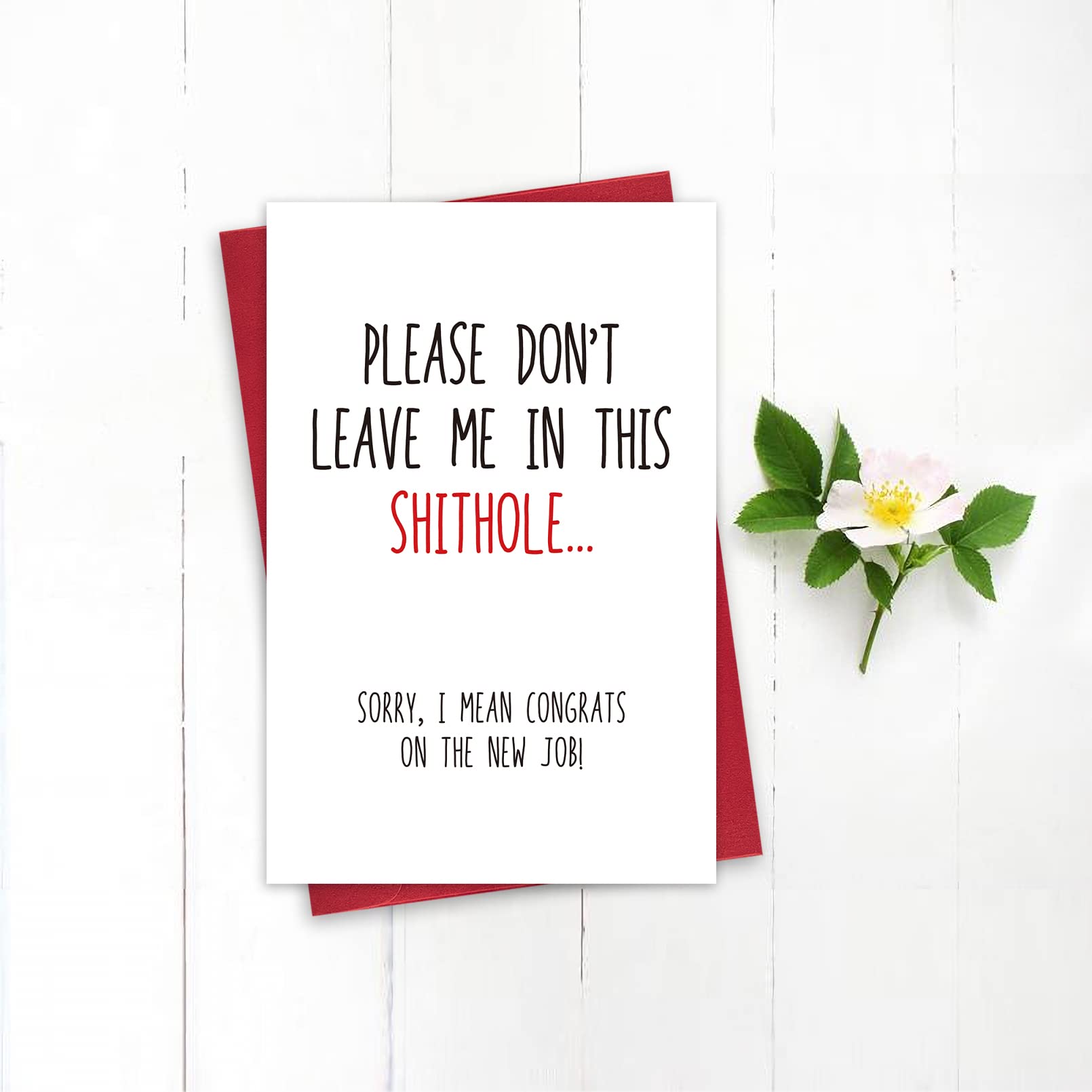 Funny Rude Coworker Goodbye Card - 'Don't Leave Me in This Shithole' New Job Congratulations Greeting Card | Perfect for Office Farewells, Retirement Parties & Funny Workplace Gifts