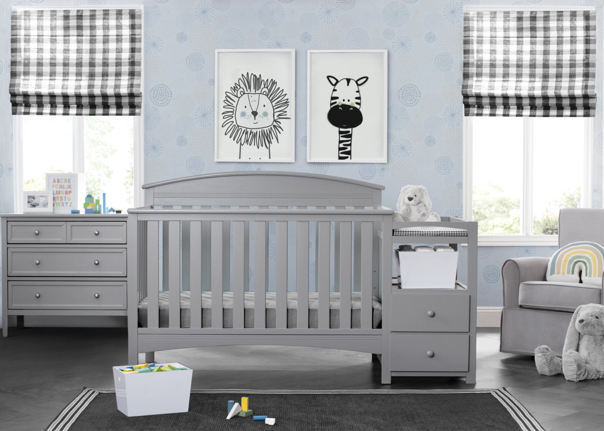 Abby Convertible Baby Crib with Changing Table - 3-in-1 Nursery Furniture for Newborns & Toddlers - Perfect for Small Spaces & Modern Nurseries
