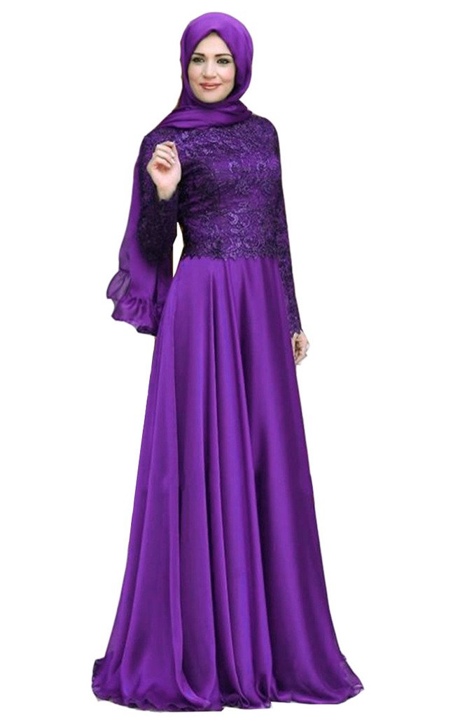 Emanni Women's Islamic Abaya Dress Dubai Saudi Arabia Modest Muslim Prayer Gown Purple Size 28w - Perfect for Prayer, Mosque, and Special Occasions