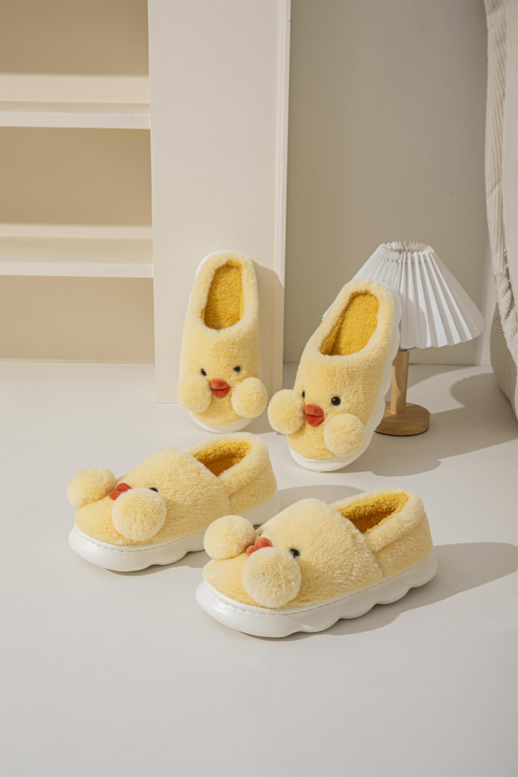 LANFIRE Women's Duck Cotton Slippers - Cozy Warm Plush Animal House Shoes for Indoor Comfort - Perfect for Winter Lounging, Relaxing at Home & Gift Giving