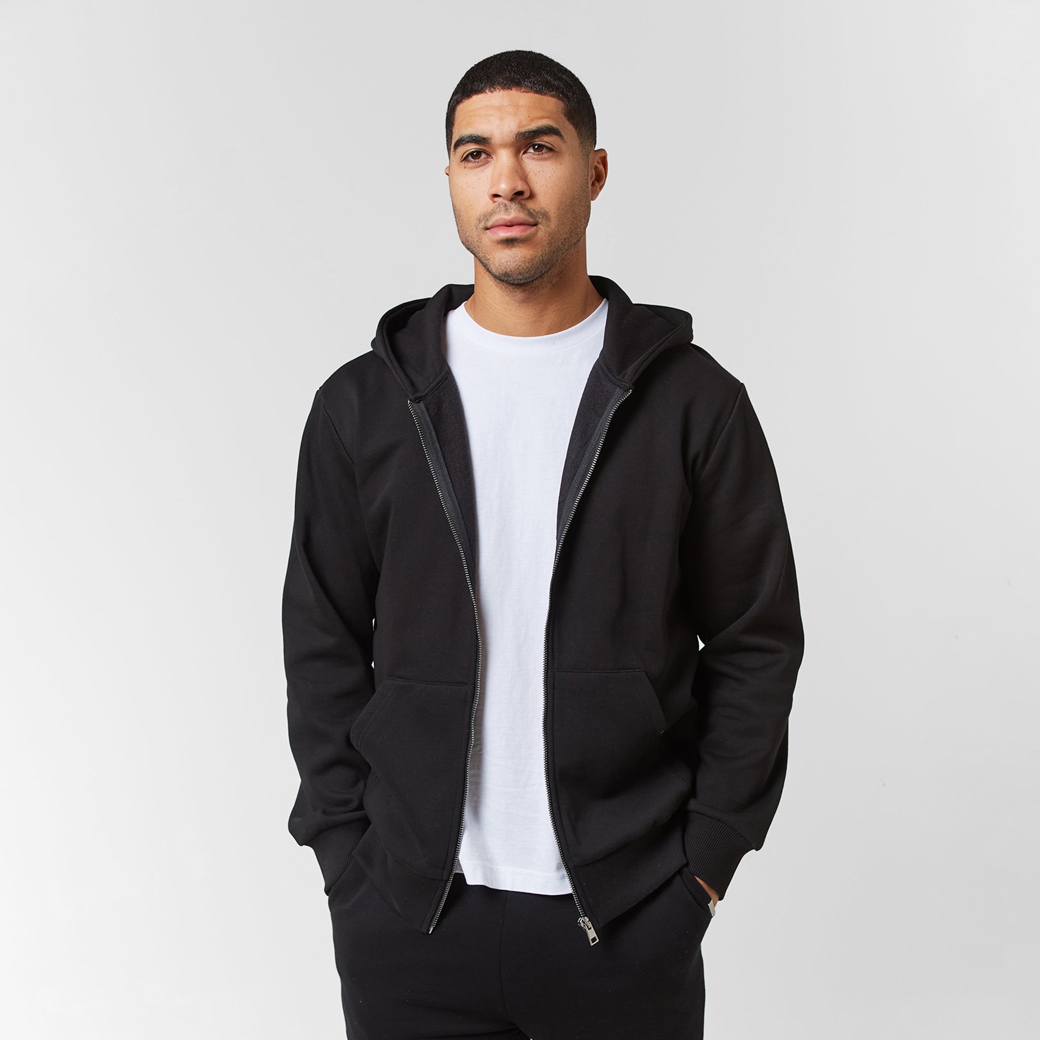 Relaxed Fit FZ Open Hem Tracksuit for Women - Comfortable Casual Lounge Wear | Black | Perfect for Yoga, Running Errands & Home Relaxation