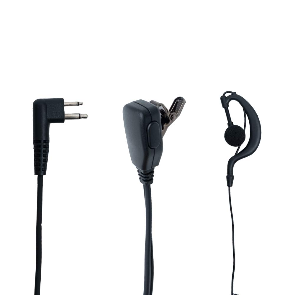 10 Pack G-Shape Earpiece Headset with Mic & PTT - Compatible with Motorola CP200D, RDM2070D, CP200, CP185 Walkie Talkie & 2-Way Radios (2 Pin Connector) - Ideal for Security, Construction & Event Communication