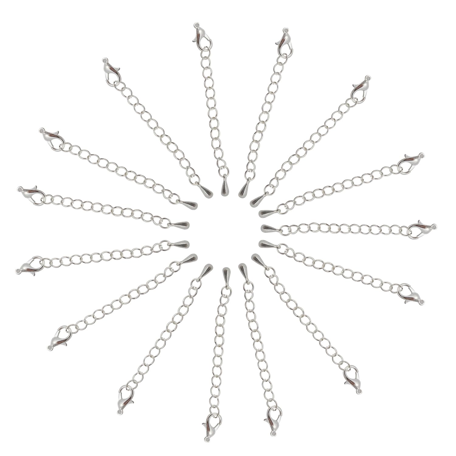 Honbay 15PCS 2-Inch Silver Jewelry Extender Chains - Necklace, Bracelet & Anklet Extension with Lobster Clasp | Perfect for Adjusting Jewelry Length & Layering Accessories