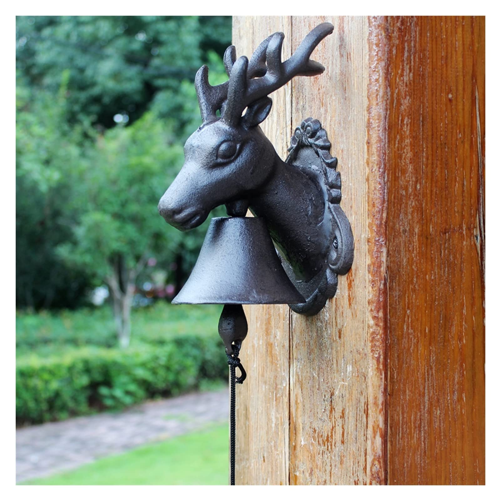 Vintage Cast Iron Wall Hanging Doorbell - Rustic Farmhouse Decor for Indoor & Outdoor Use | Antique Style Door Chime for Porch, Garden, and Entryway Decoration (Color: Black)