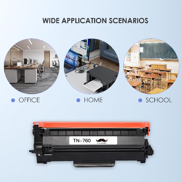 Brother TN760 Toner Cartridge 4-Pack - High Yield Black for MFC-L2750DW, HL-L2370DW Printers - Office & Home Use