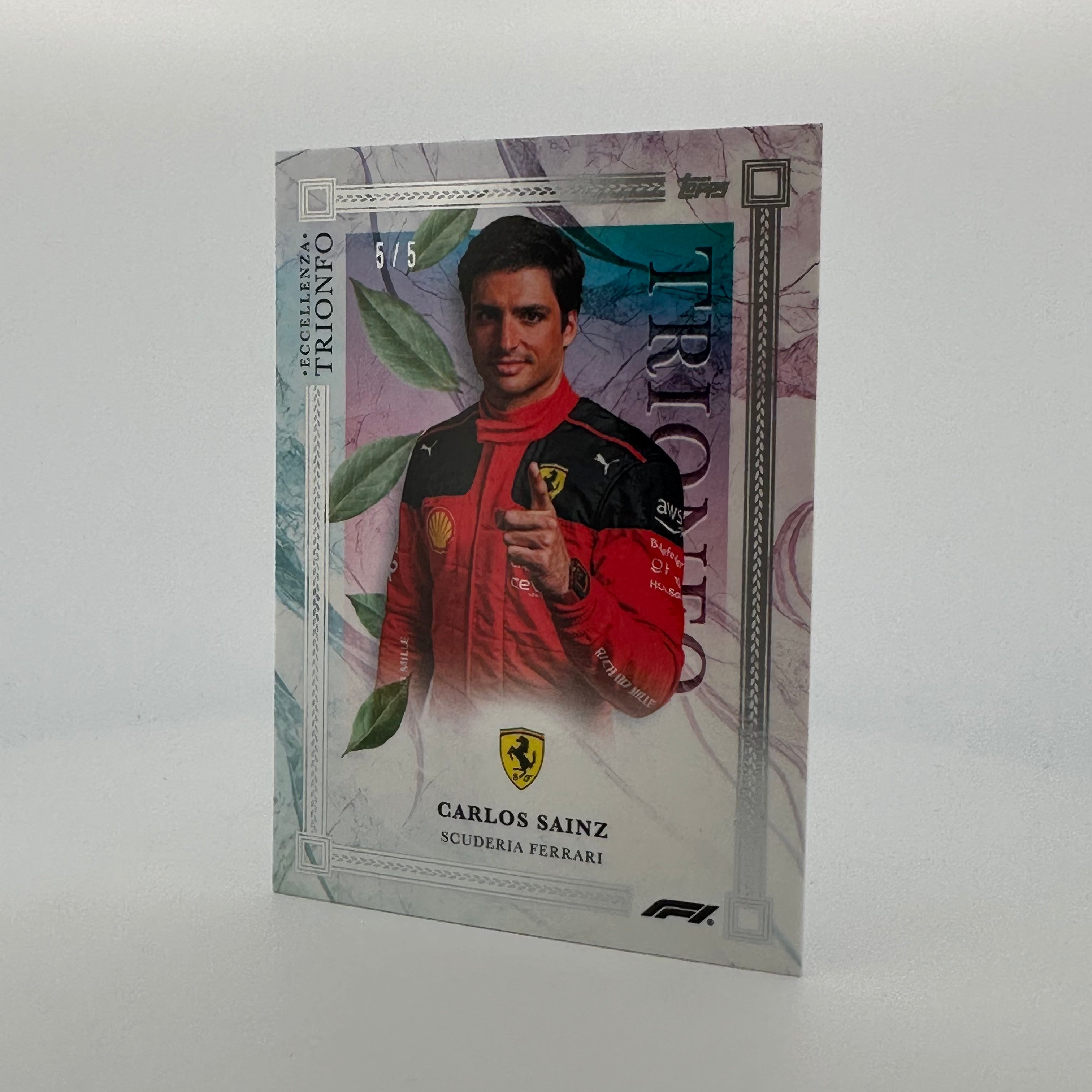 5/5 Rainbow Carlos Sainz 2023 Eccellenza Trionfo Trading Card - Perfect for Collectors, Sports Fans & F1 Memorabilia Enthusiasts