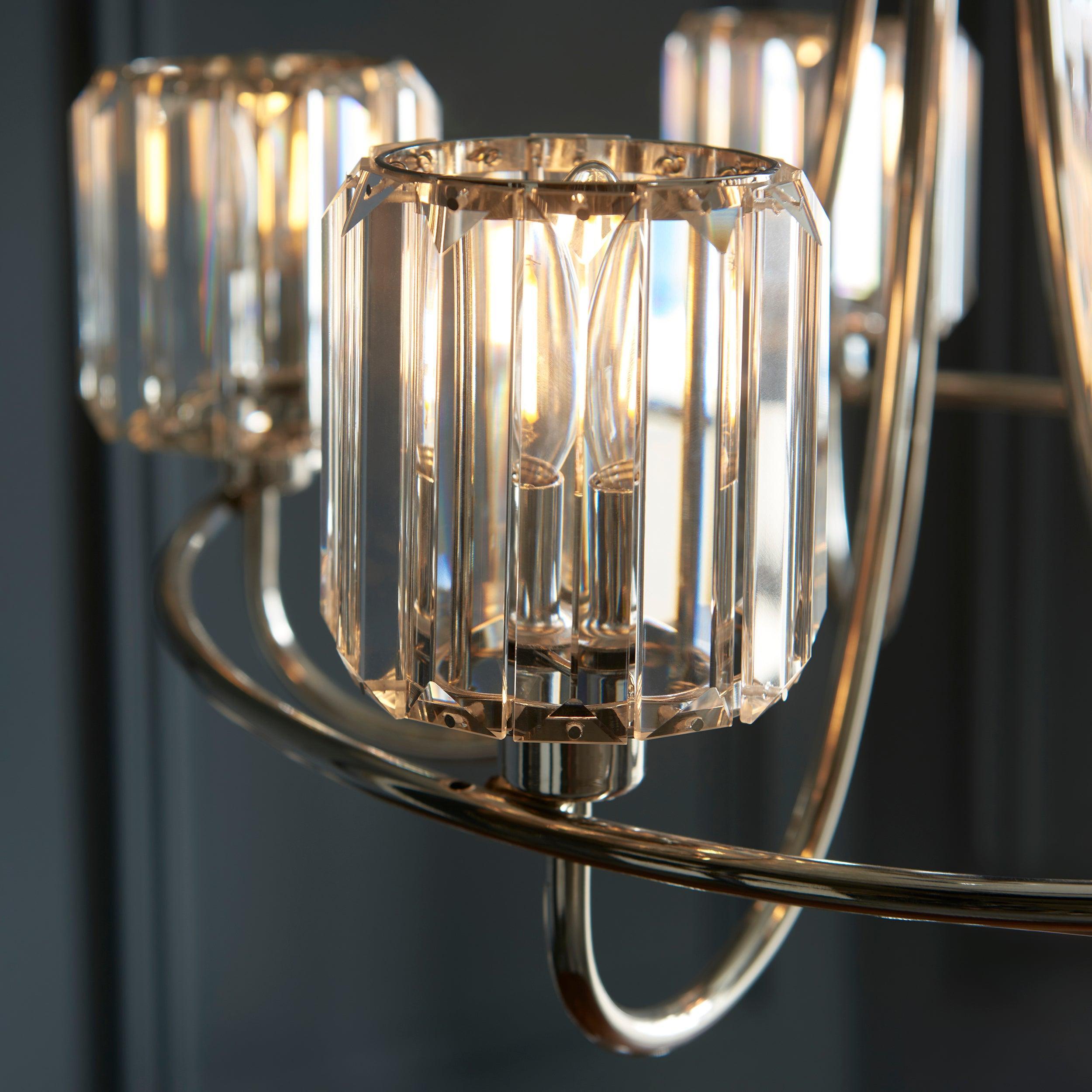 Berenice 5-Light Modern Nickel Pendant Light Fixture with Clear Cut Glass Shades - Perfect for Kitchen Island, Dining Room, and Entryway Lighting