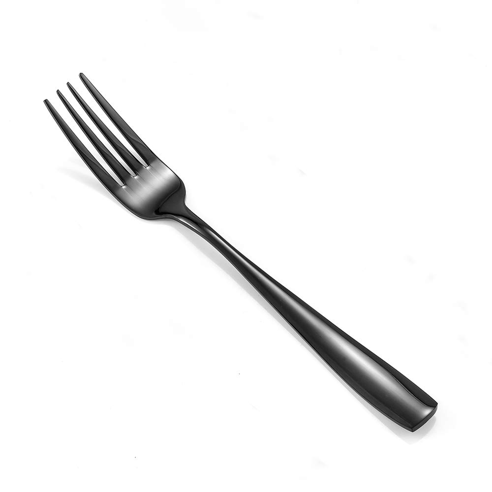 12-Piece Black Stainless Steel Dinner Forks Set - 8-Inch Elegant Cutlery for Fine Dining, Restaurants & Home Entertaining
