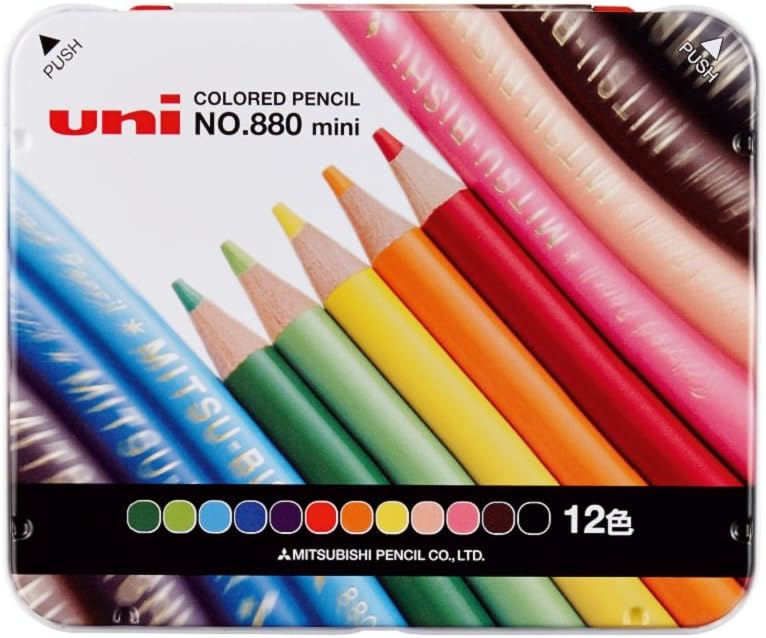 Premium Uni Mitsubishi 12-Color Mini Colored Pencil Set - Vibrant Artist Pencils for Sketching, Journaling & Hobonichi Planner Accessories | Perfect for Bullet Journals, Art Projects & Travel Art Kits