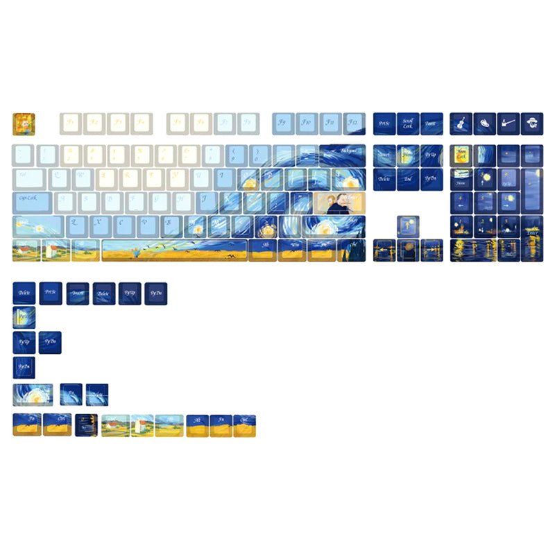 Varmilo Van Gogh Cherry Profile Keycap Set - 130 Keys PBT Dye-Sub Keycaps for Mechanical Keyboards - Perfect for Gaming, Typing & Custom Builds