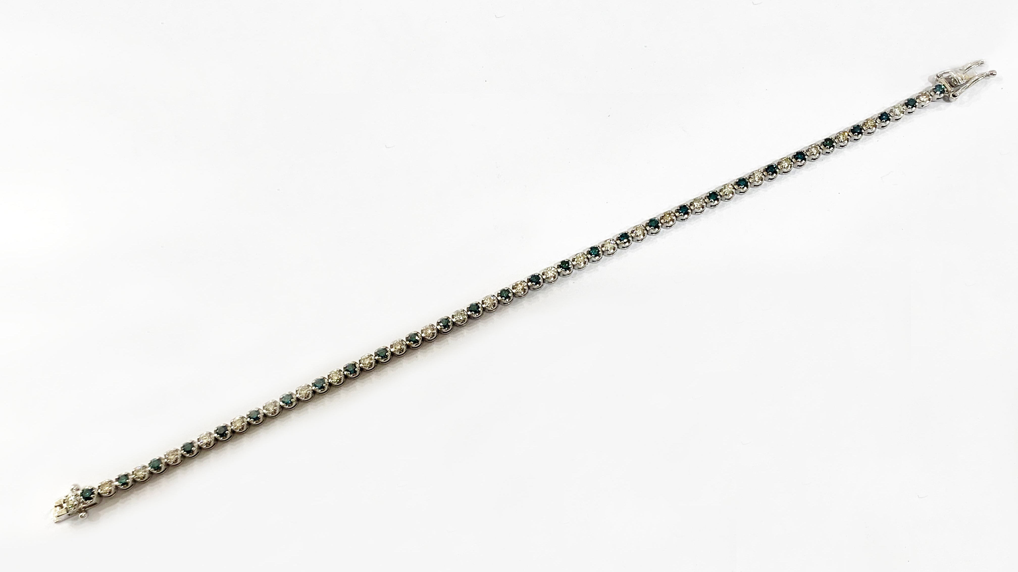18K White Gold Blue Diamond Bracelet for Women – Elegant Tennis Bracelet Jewelry Gift for Anniversary, Birthday & Special Occasions
