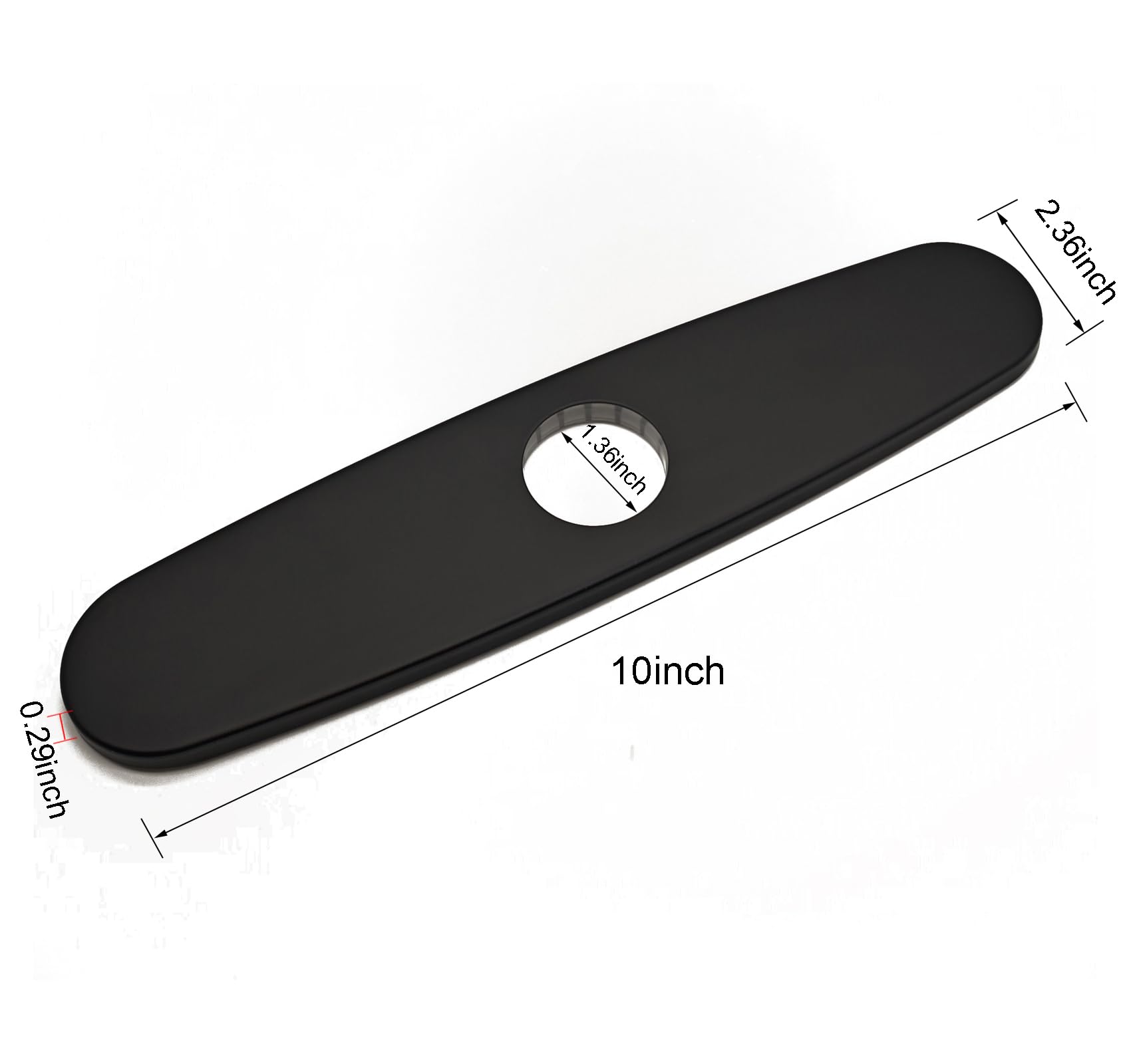 10 Inch Matte Black Stainless Steel Kitchen Faucet Cover - Modern Escutcheon Plate Tap Hole Cover Deck Plate for 1 or 3 Hole Bathroom Sink - Durable & Waterproof - Perfect for Kitchen & Bathroom Renovation, Home Upgrade & DIY Projects