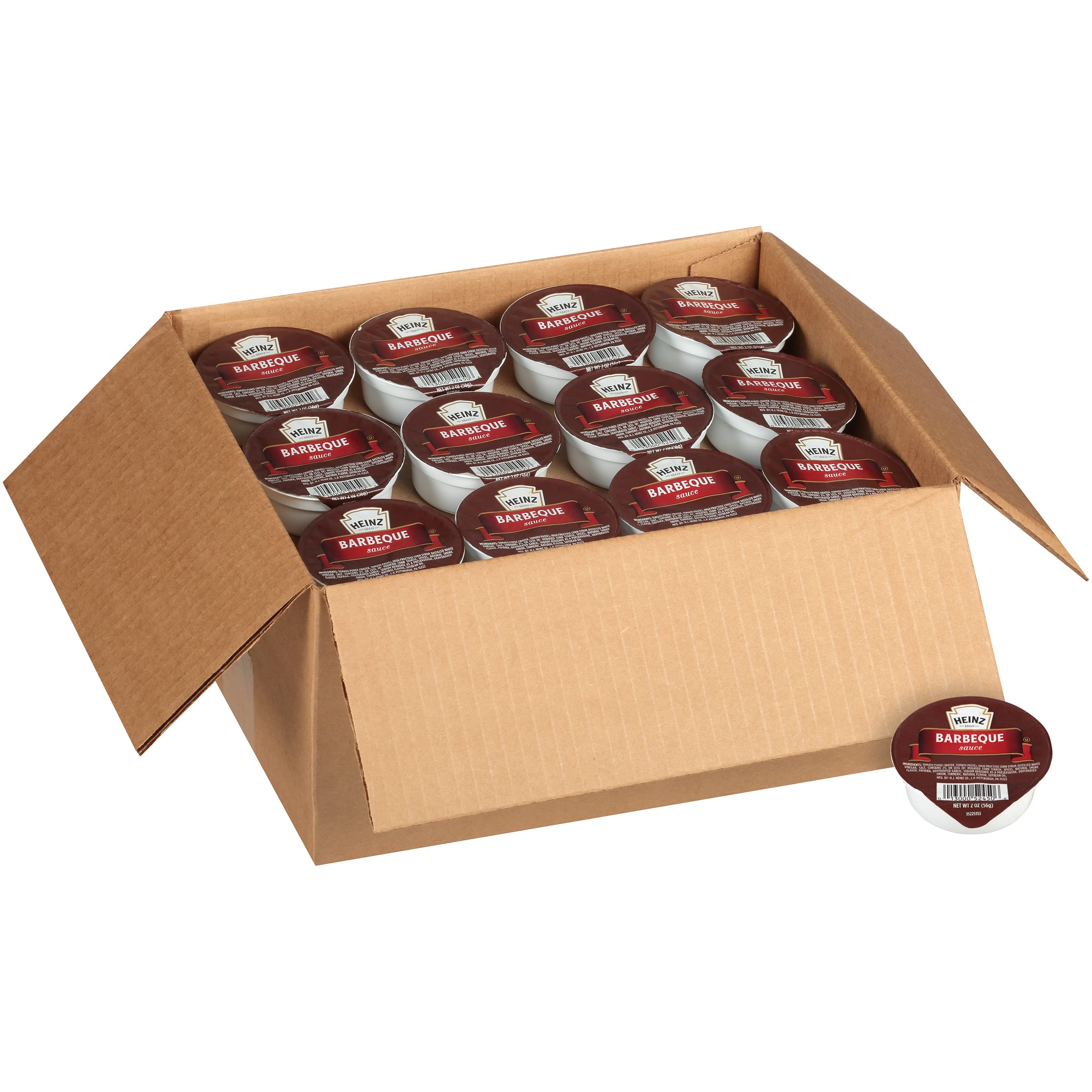 Heinz BBQ Sauce Single Serve Pack - 60 Count, 2 oz Cups - Perfect for Picnics, Camping & Office Lunches